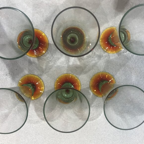 Tall drinking glasses with green on bottom set of 6 - Picture 8 of 11